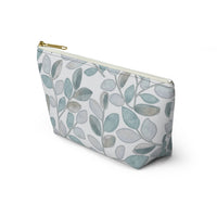 Cherry Plum Leaves Accessory Pouch w T-bottom in Aqua